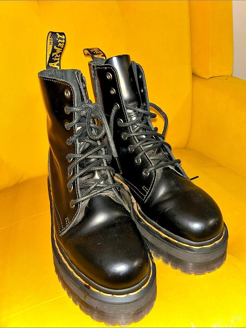 Dr. Martens Jadon Max Black Buttero Platform Boots Max Platform Combat Boots - Picture 2 of 3